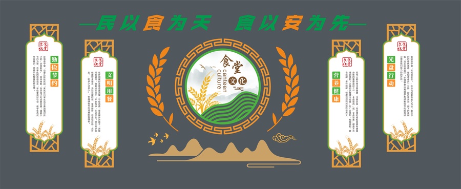 中式食堂文化墻