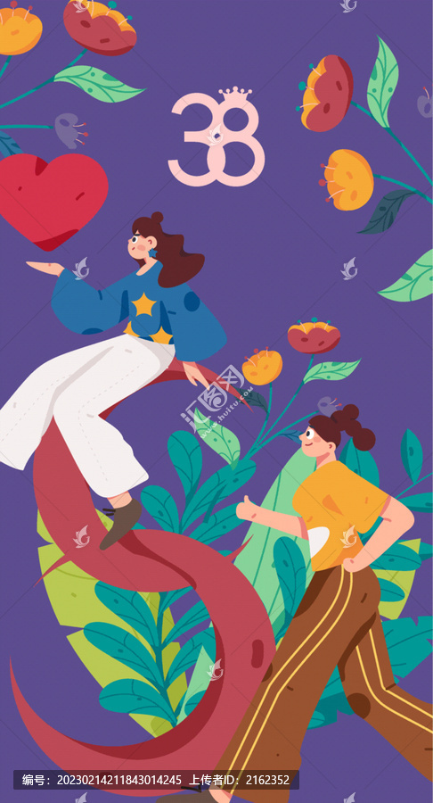 手繪婦女節(jié)母親節(jié)插畫7