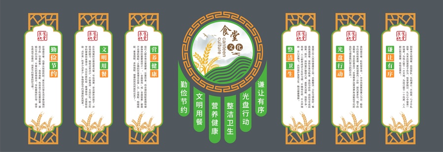 中式食堂文化墻
