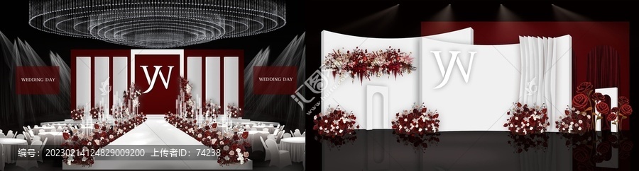 白红色韩式婚礼设计效果图