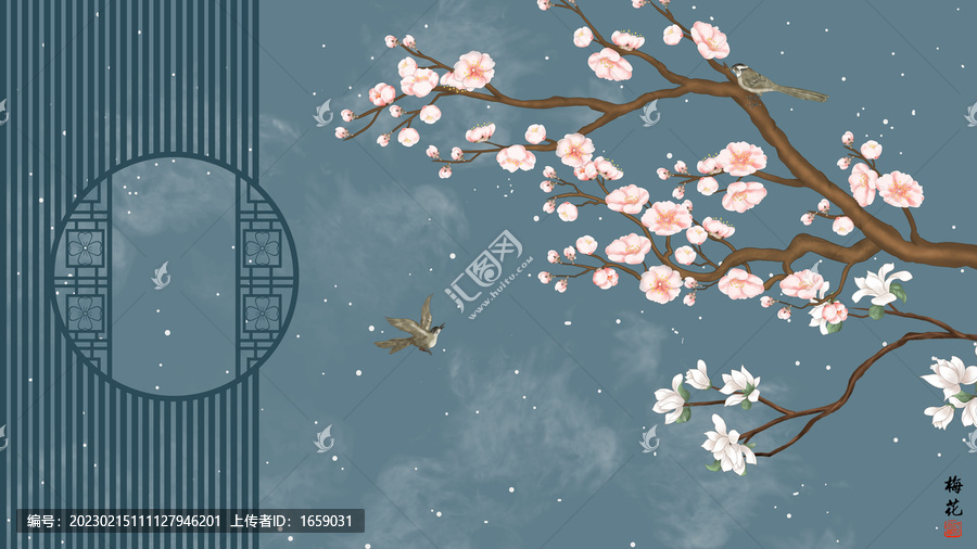 柵格花鳥插畫