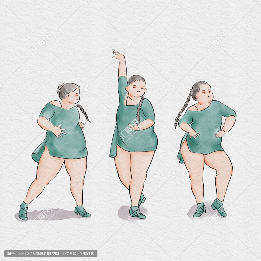 三個(gè)胖胖的可愛女孩跳舞