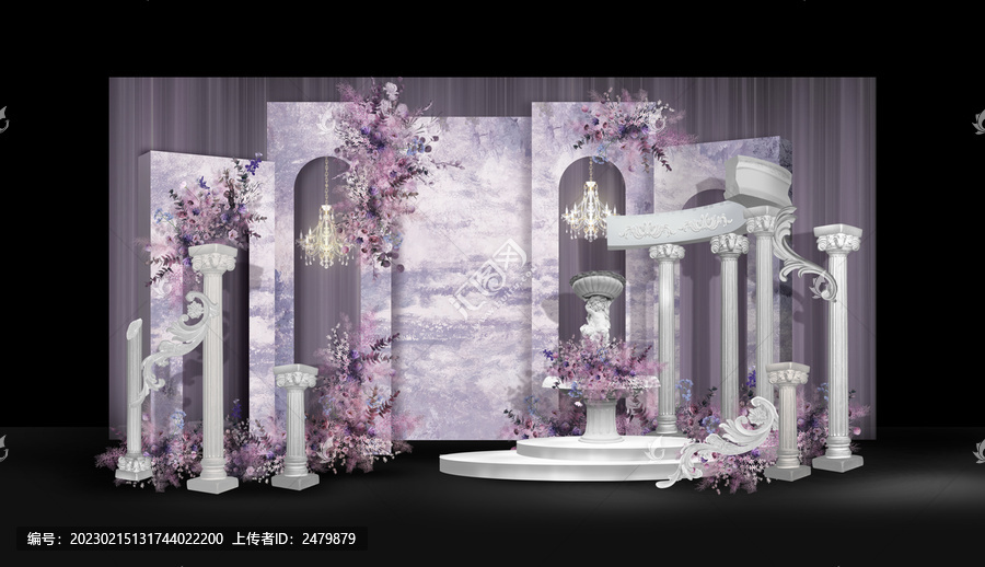 紫色莫奈婚禮效果圖