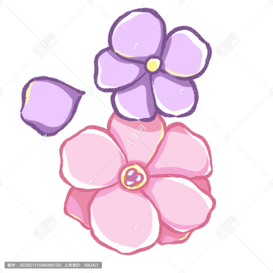 春季粉嫩花朵手繪插畫元素