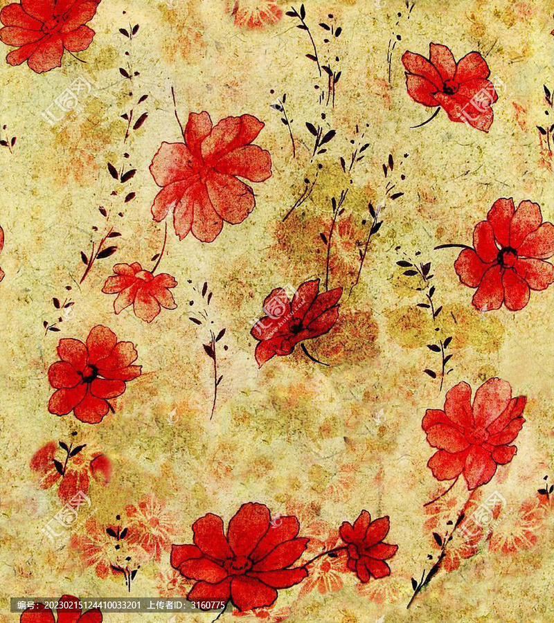 黃底紅花