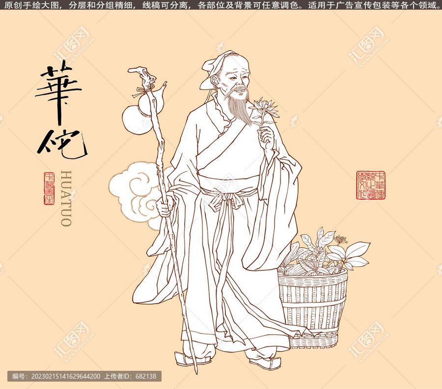 華佗采藥圖線描版