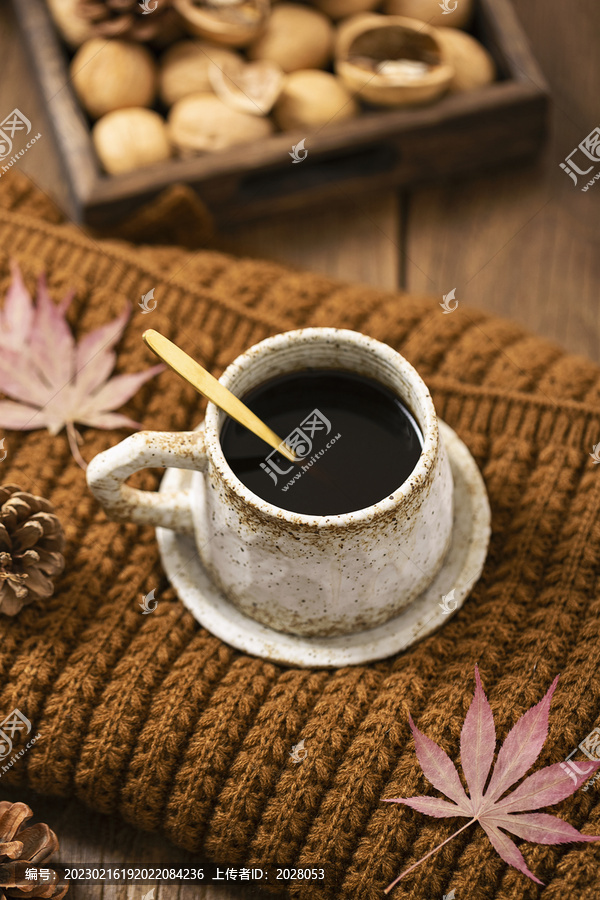 咖啡围巾温暖文艺秋天素材
