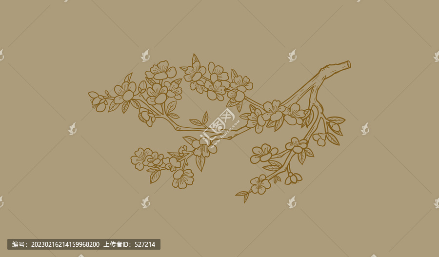 線描桃花