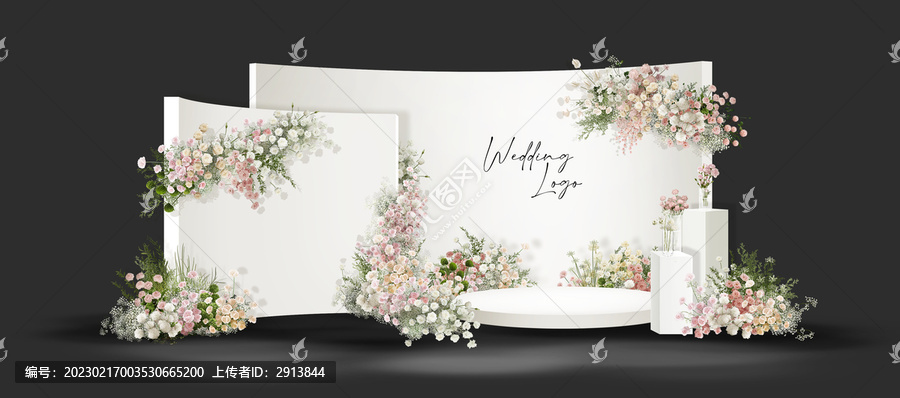 白色簡(jiǎn)約婚禮合影區(qū)效果圖