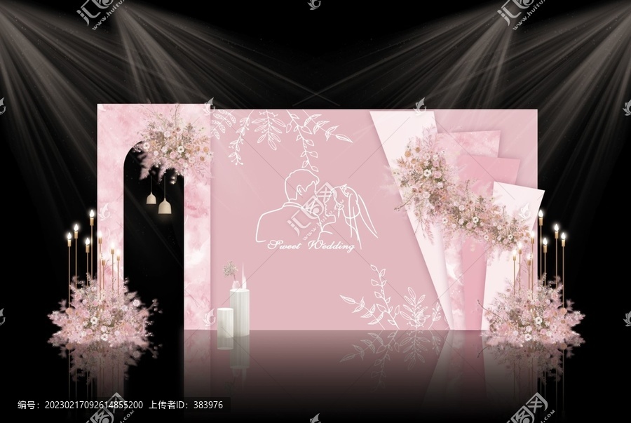 粉色簡約婚禮效果圖
