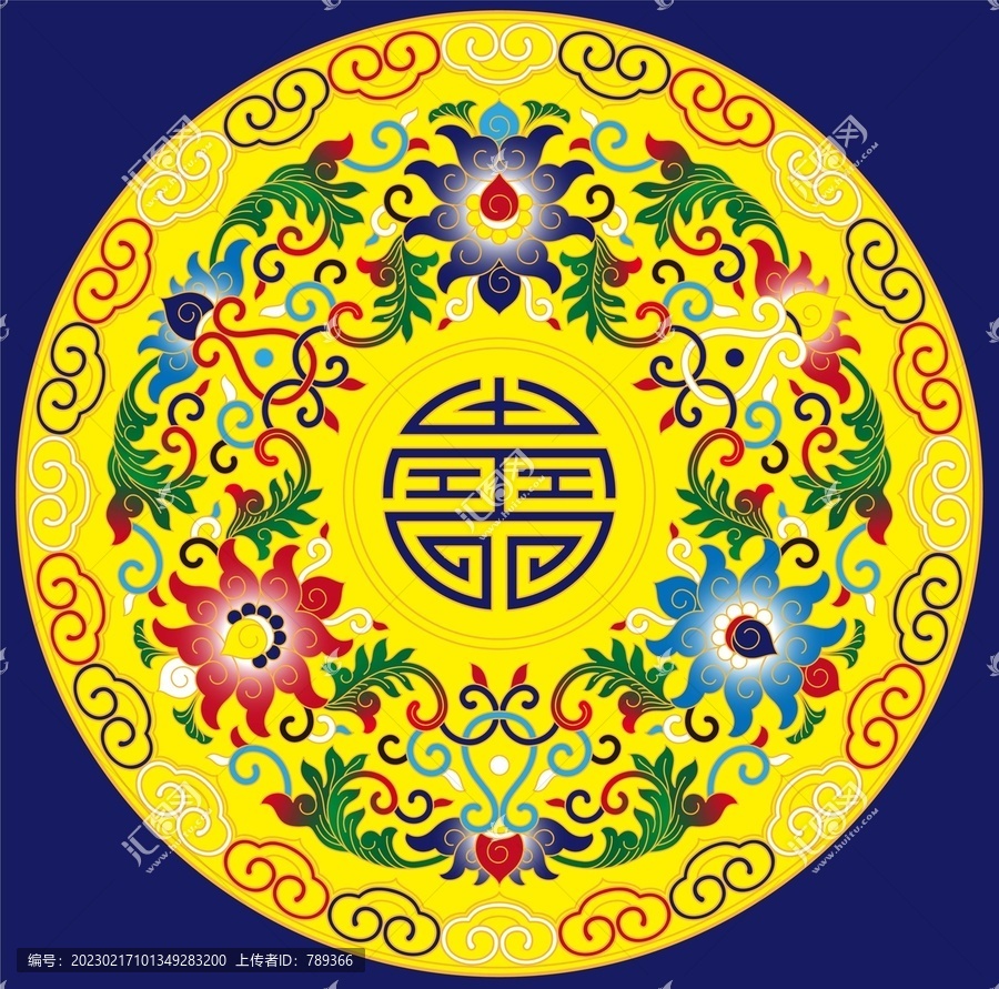 黃底景泰藍如意蓮紋盤