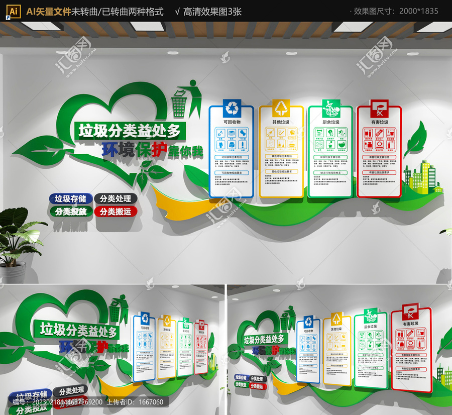 綠色垃圾分類文化墻