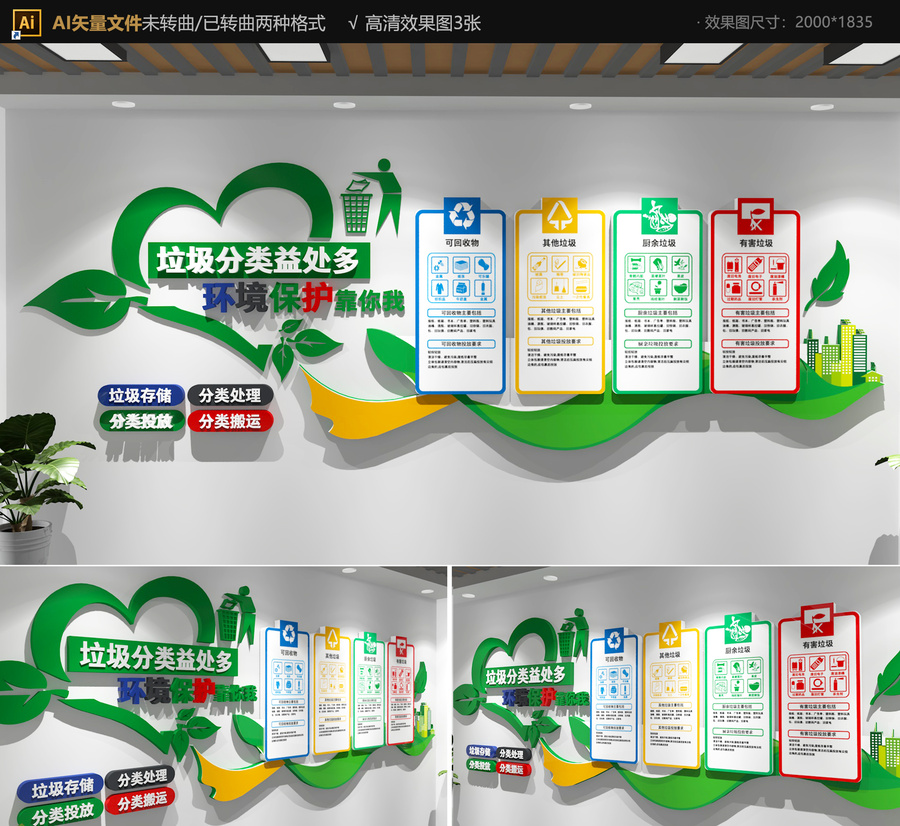 綠色垃圾分類文化墻