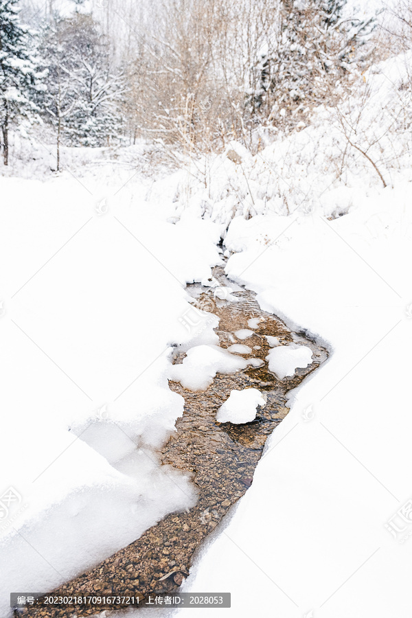 冬季大雪覆盖的河流