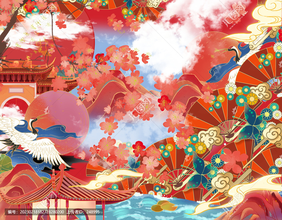 手繪國(guó)潮風(fēng)裝飾畫(huà)
