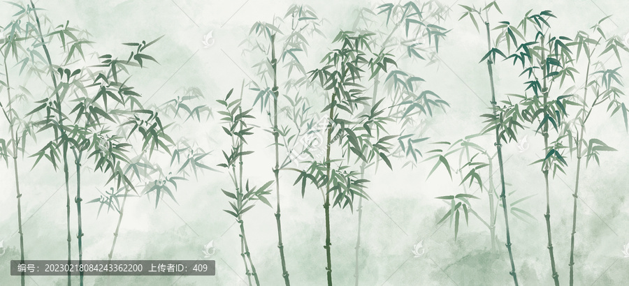 壁畫竹子曉煙籠翠