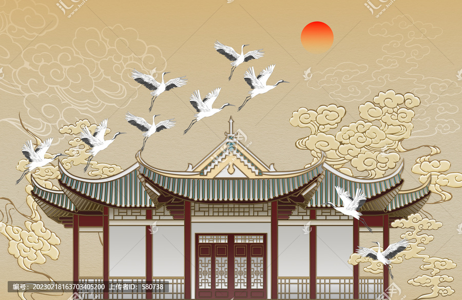 樓閣瑞鶴圖