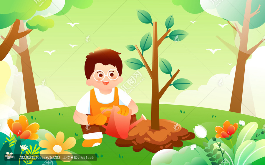 312植樹(shù)節(jié)保護(hù)地球環(huán)境插畫(huà)
