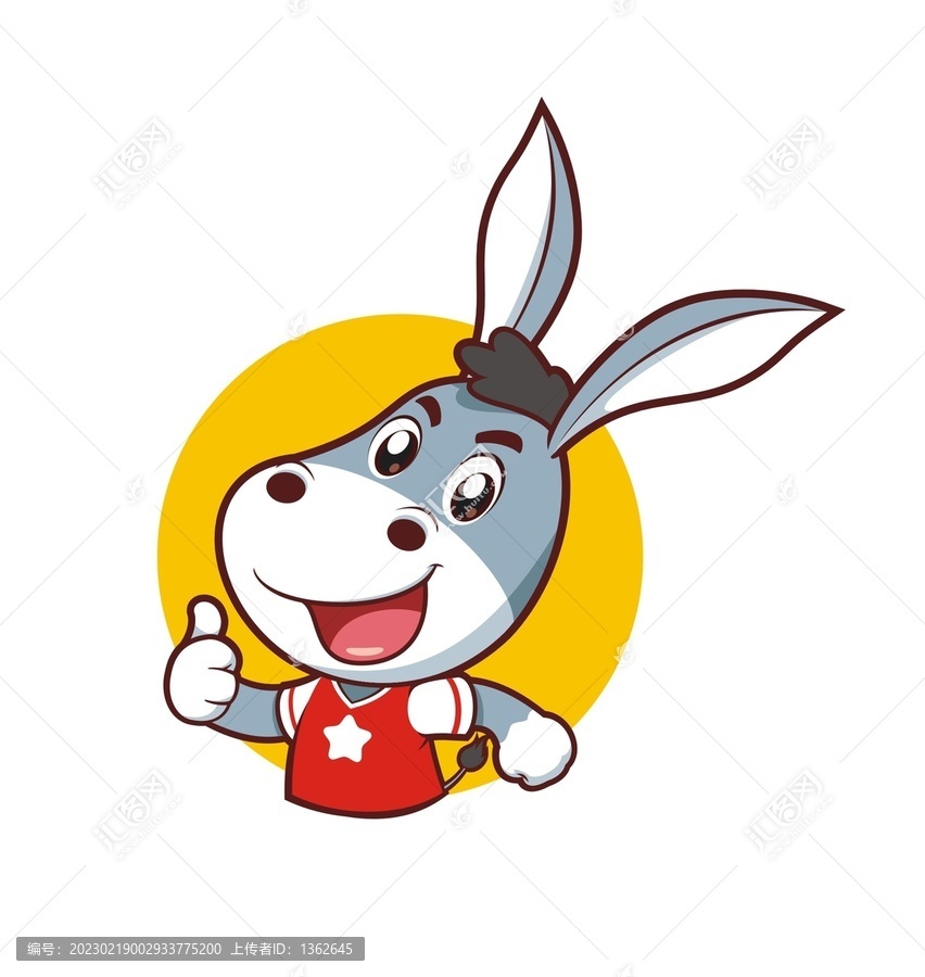 卡通可愛(ài)小毛驢豎大拇指半身