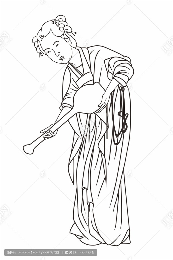 仕女倒水