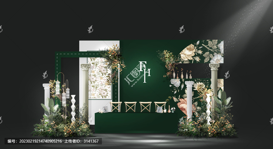 法式花園風(fēng)婚禮簽到區(qū)效果圖