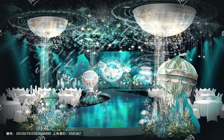 藍(lán)色星空婚禮背景效果圖