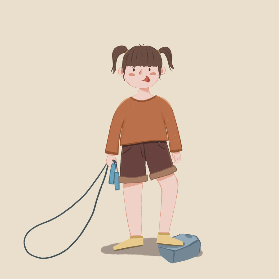童年小女孩跳繩