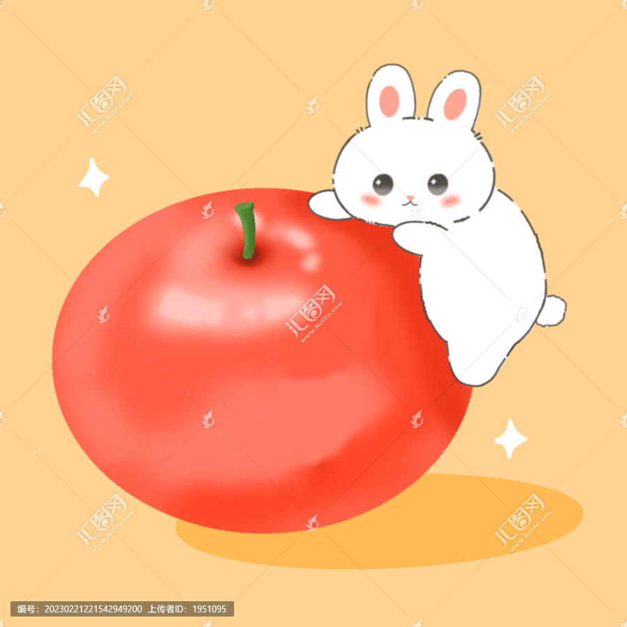 蘋果兔子插畫