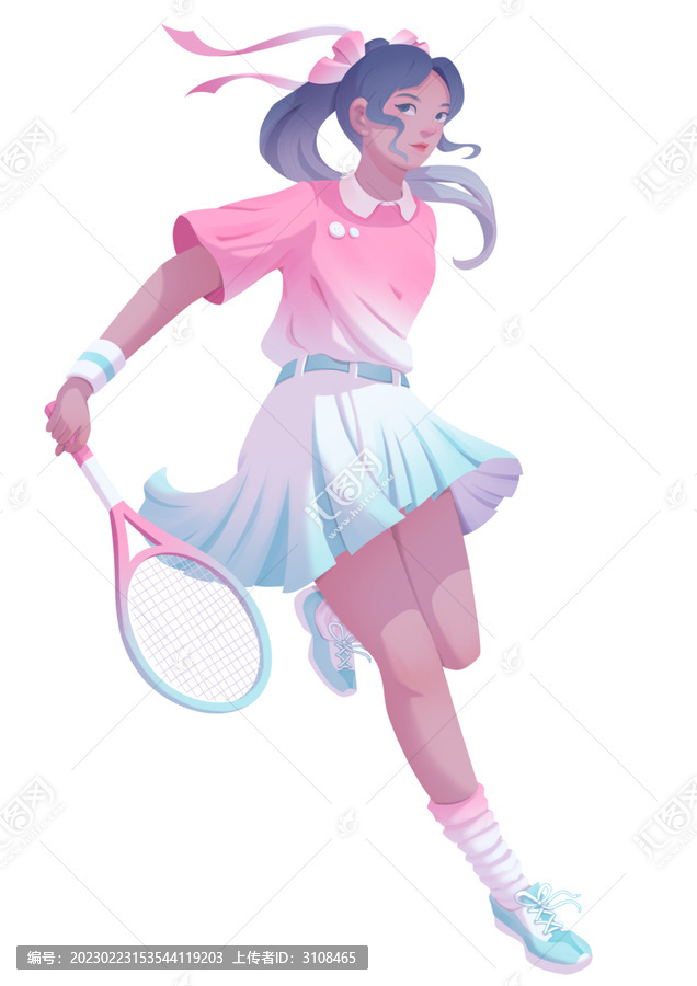 穿運動裝的女孩正要接網(wǎng)球