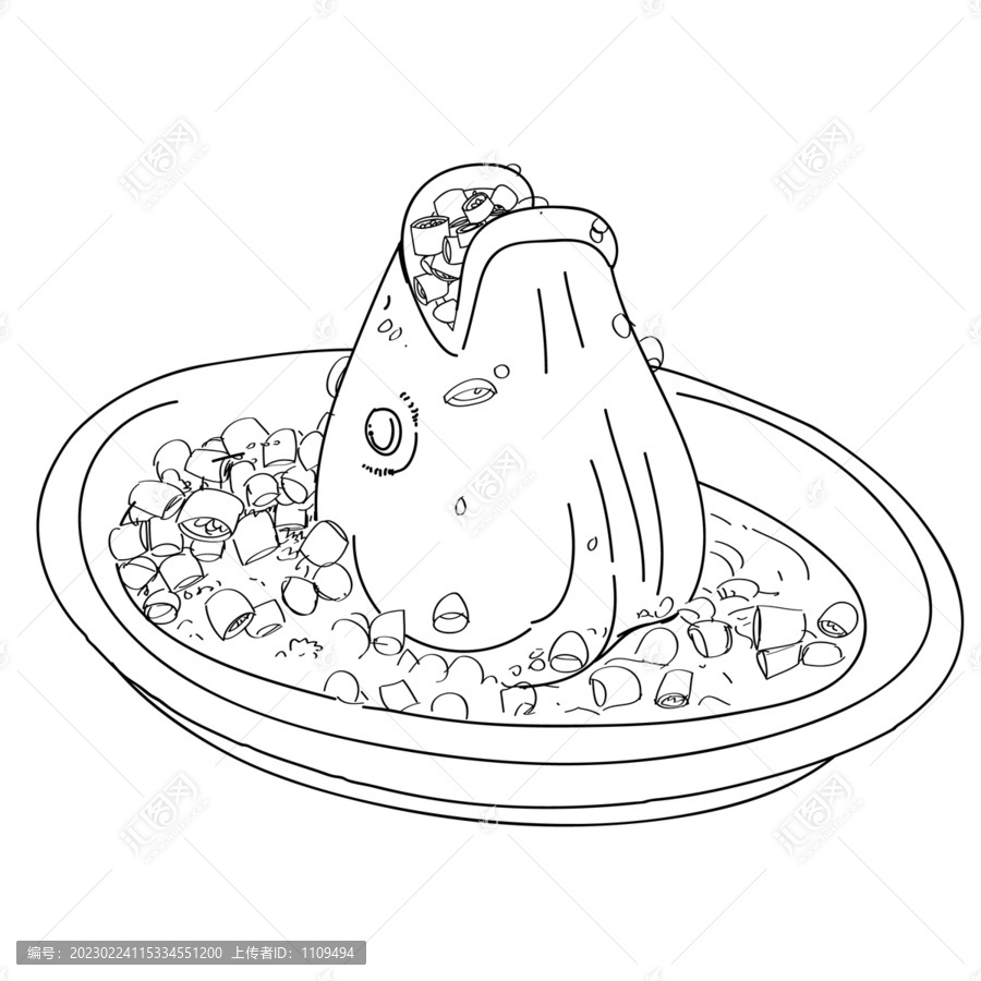 剁椒魚頭手繪線稿
