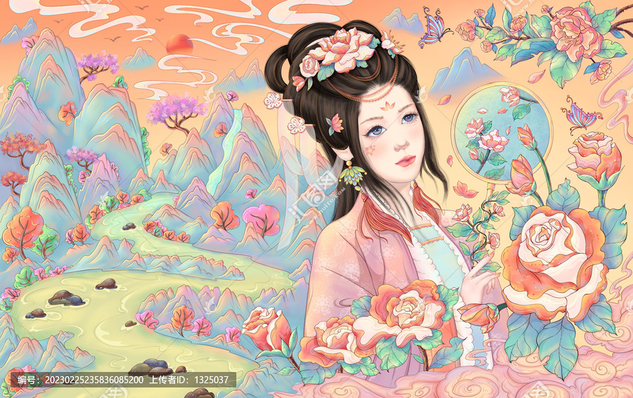 玫瑰花茶包裝插畫