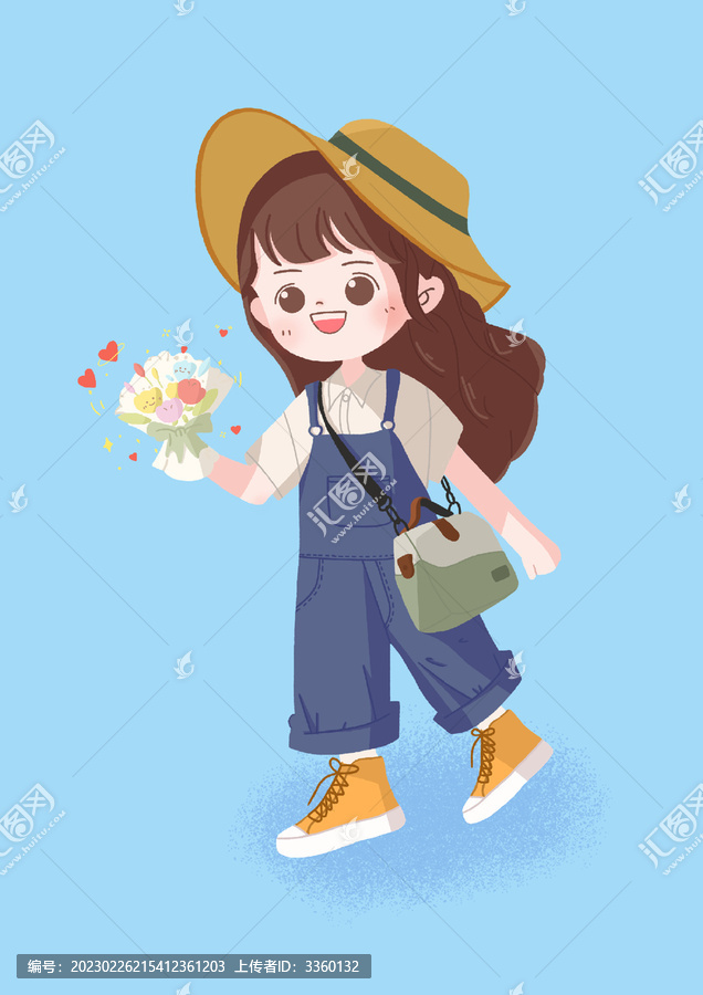 小清新背帶褲可愛女孩
