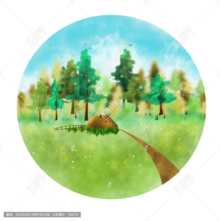 森林小屋裝飾畫