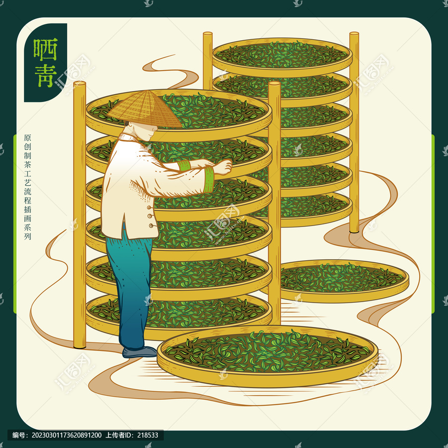 制茶工藝流程圖之曬青晾青