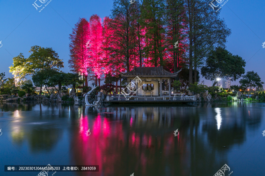 中国江苏南京玄武湖公园夜景