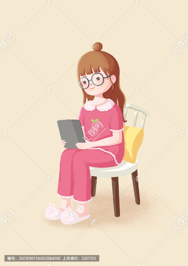 看書女孩世界讀書日坐姿