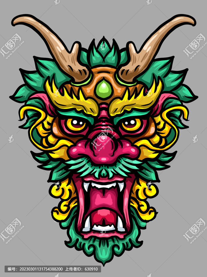 2024龍年龍頭插畫