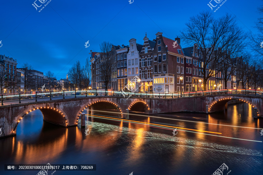 荷兰阿姆斯特丹城市运河风景