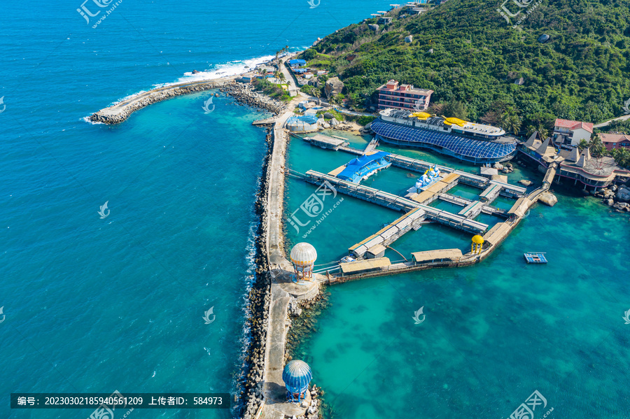 航拍海南陵水分界洲岛海洋剧场