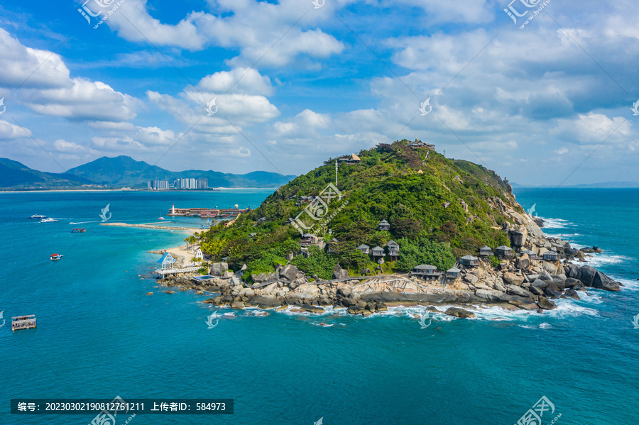 航拍海南陵水分界洲岛热带岛屿