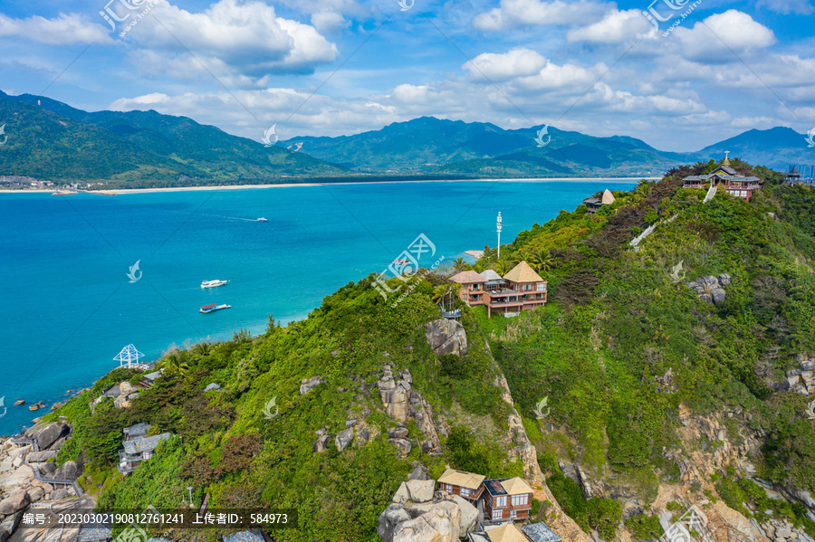 航拍海南陵水分界洲岛热带岛屿