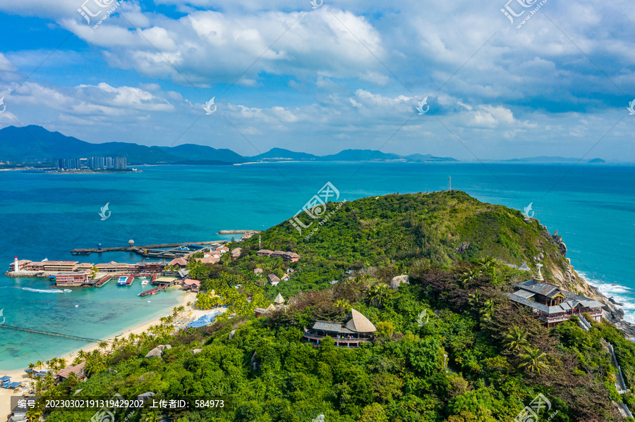 航拍海南陵水分界洲岛热带岛屿