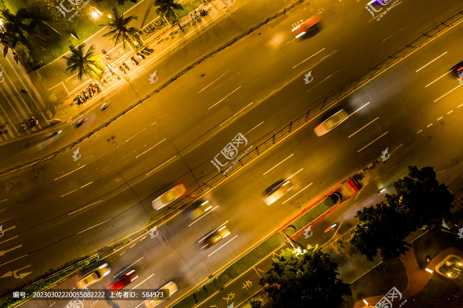 航拍海口海甸河畔长堤路夜景