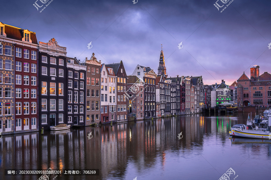荷兰阿姆斯特丹城市运河风景