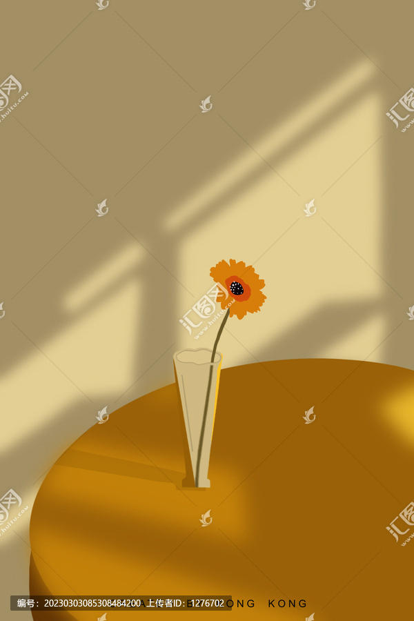 扁平风花瓶花朵插画