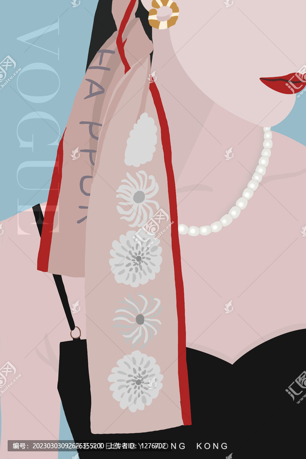 絲帶發(fā)帶美女插畫