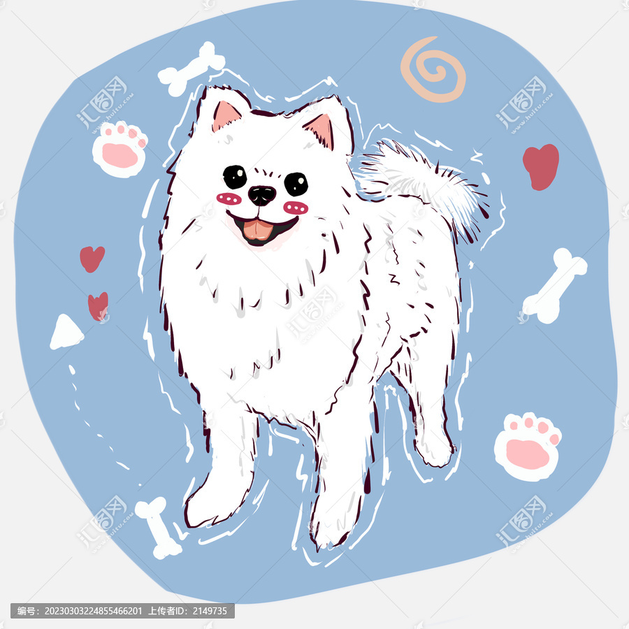 手繪博美犬q版簡筆畫動物狗狗