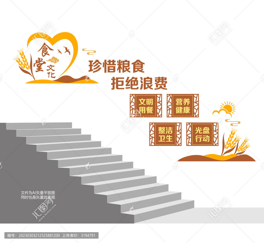 珍惜糧食階梯墻