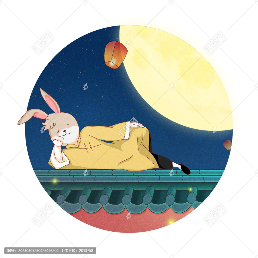 新春插畫兔年系列中秋