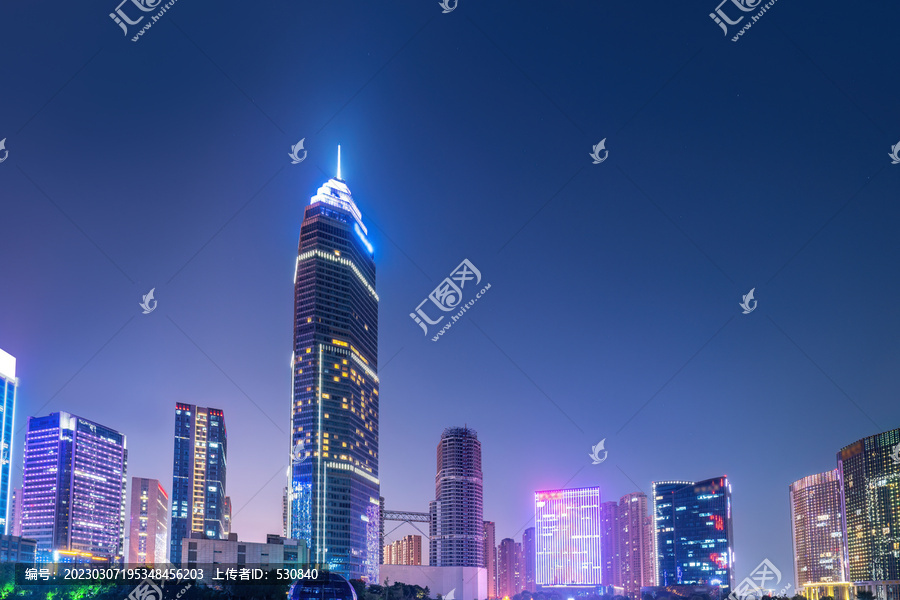 绍兴中央商务区摩天大楼夜景